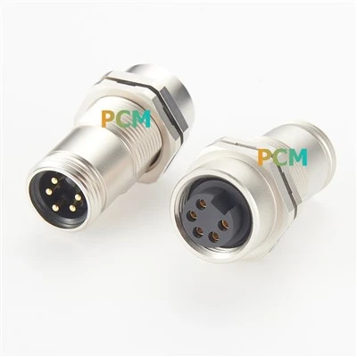 IP67 7/8 بوصة 5 دبوس ذكر إلى أنثى محول تغذية من خلال Minifast