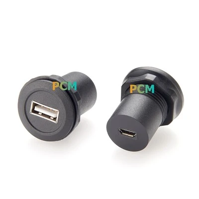 محول تركيب لوحة مستديرة من USB A أنثى إلى Micro USB B أنثى