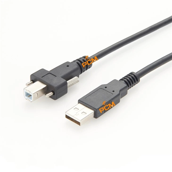 USB 2.0 A To Screw Lock USB B Cable For Industrial Camera