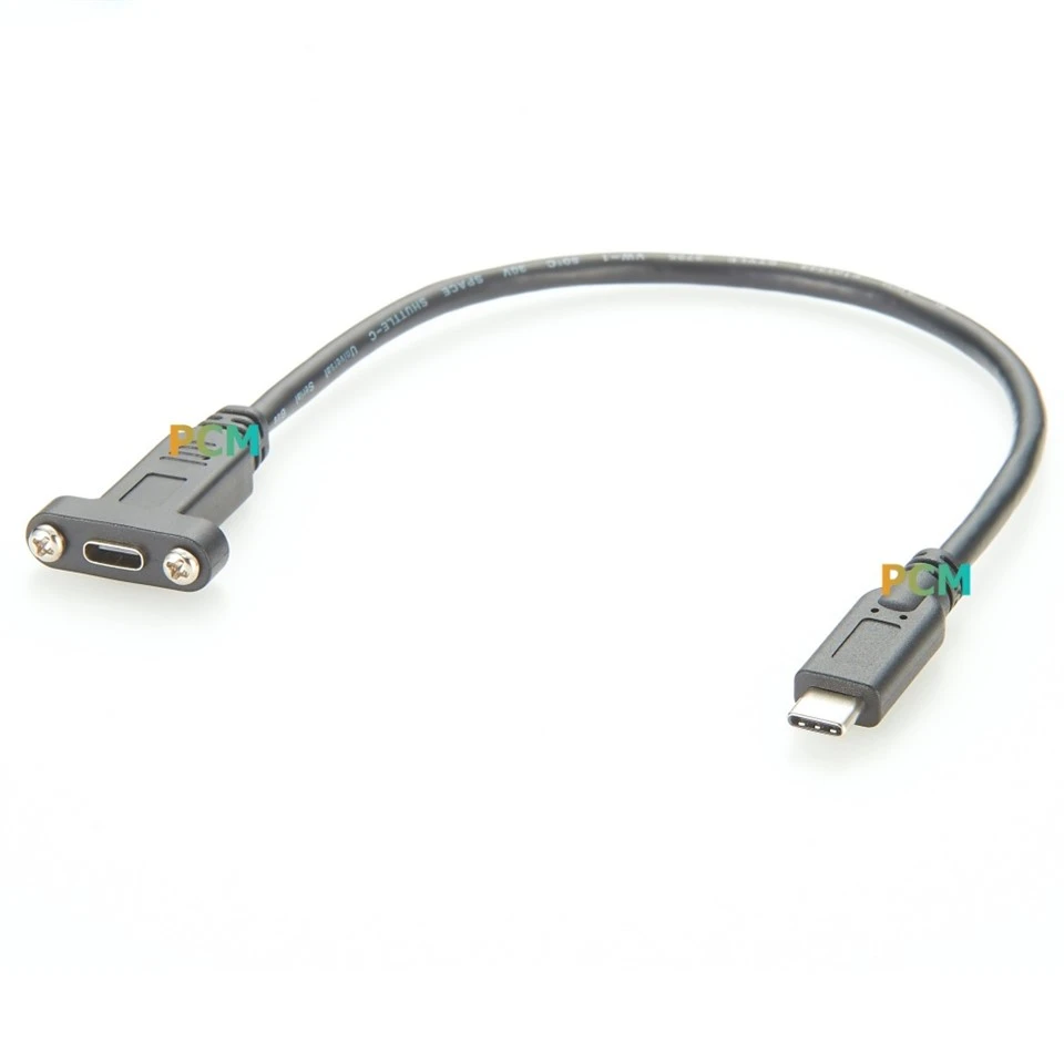 USB Type-C Male To Female Panel Mount Cable
